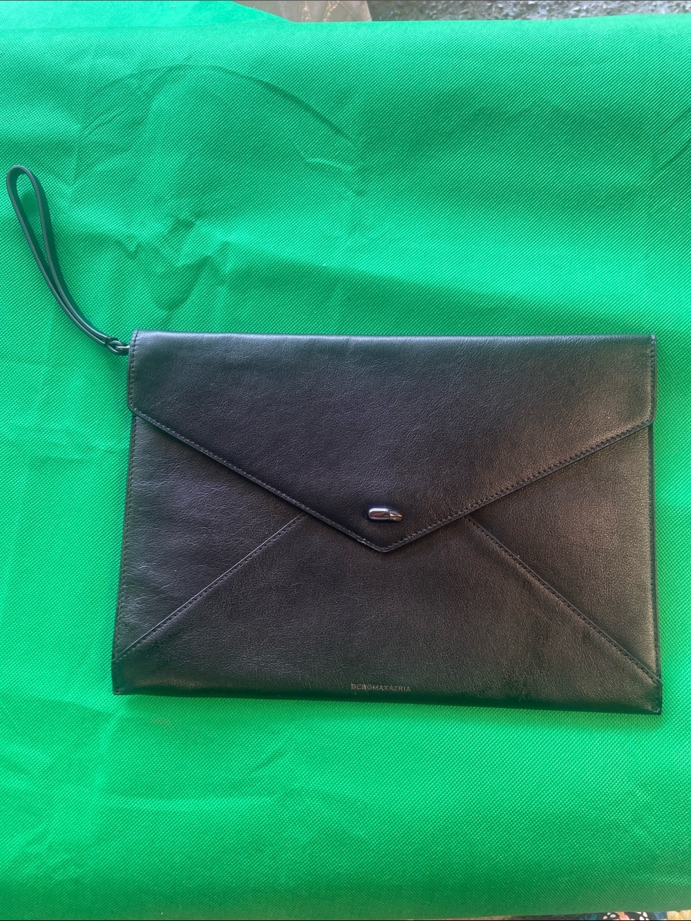 BCBGMaxazria Black Leather Envelope Clutch/Wristlet